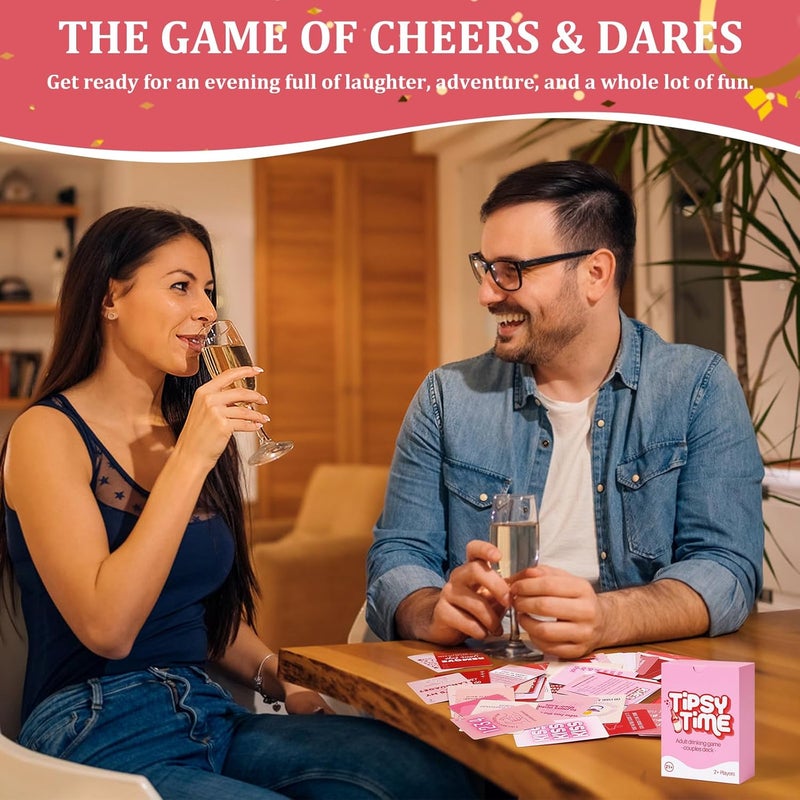 Fofeadm Tipsy Time Couples Games for Adults, Drinking Couples Card Game, 75 Fun Dares & Questions, Perfect for Date Night, Anniversary & Valentine's Day Gifts, Ages 21+ - Image 5